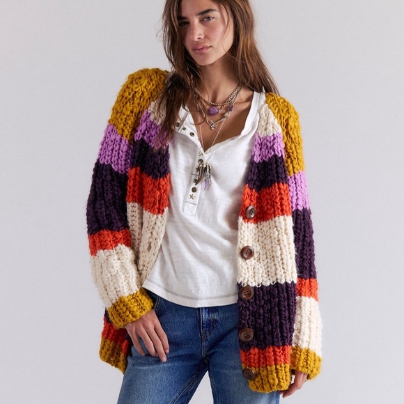 Free People Myles Stripe Cardigan - Picture 1 of 8